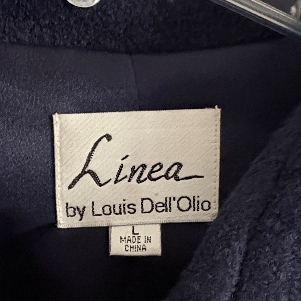 Linea by Louis Dell'Olio Vintage Classic Blue Swing Coat with Gold Accents - Picture 5 of 15